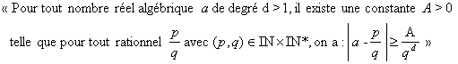 �nonc� du th�or�me de Liouville sur les approximations diphantiennes
